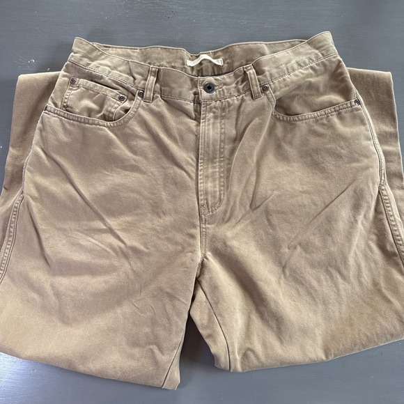 LL Bean Mens Work Pant Cotton 35x33 Canvas Caramel Color‎ Farm Worksite Fishing - Picture 4 of 9